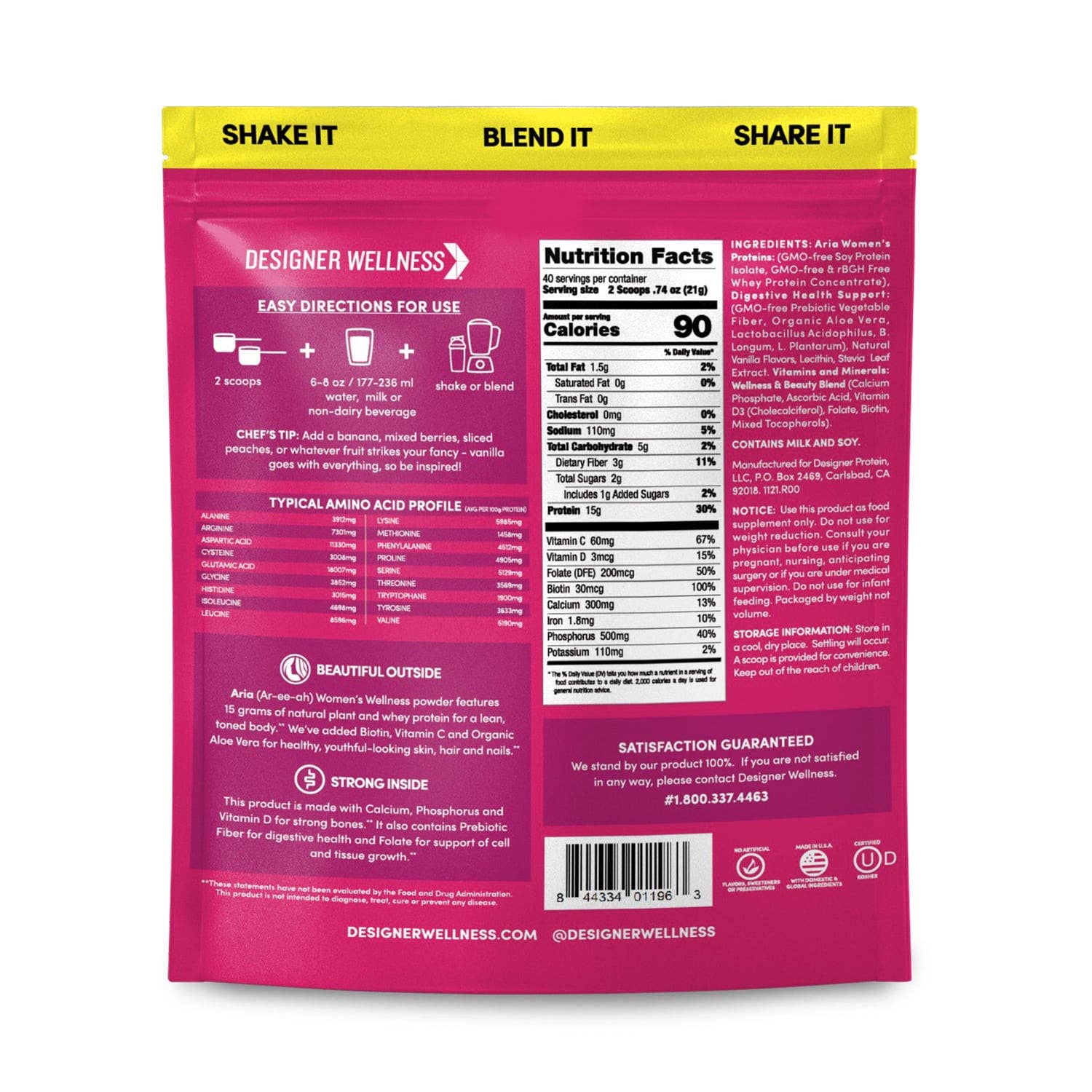 Aria: Women's Wellness Protein Powder 1.85 lb