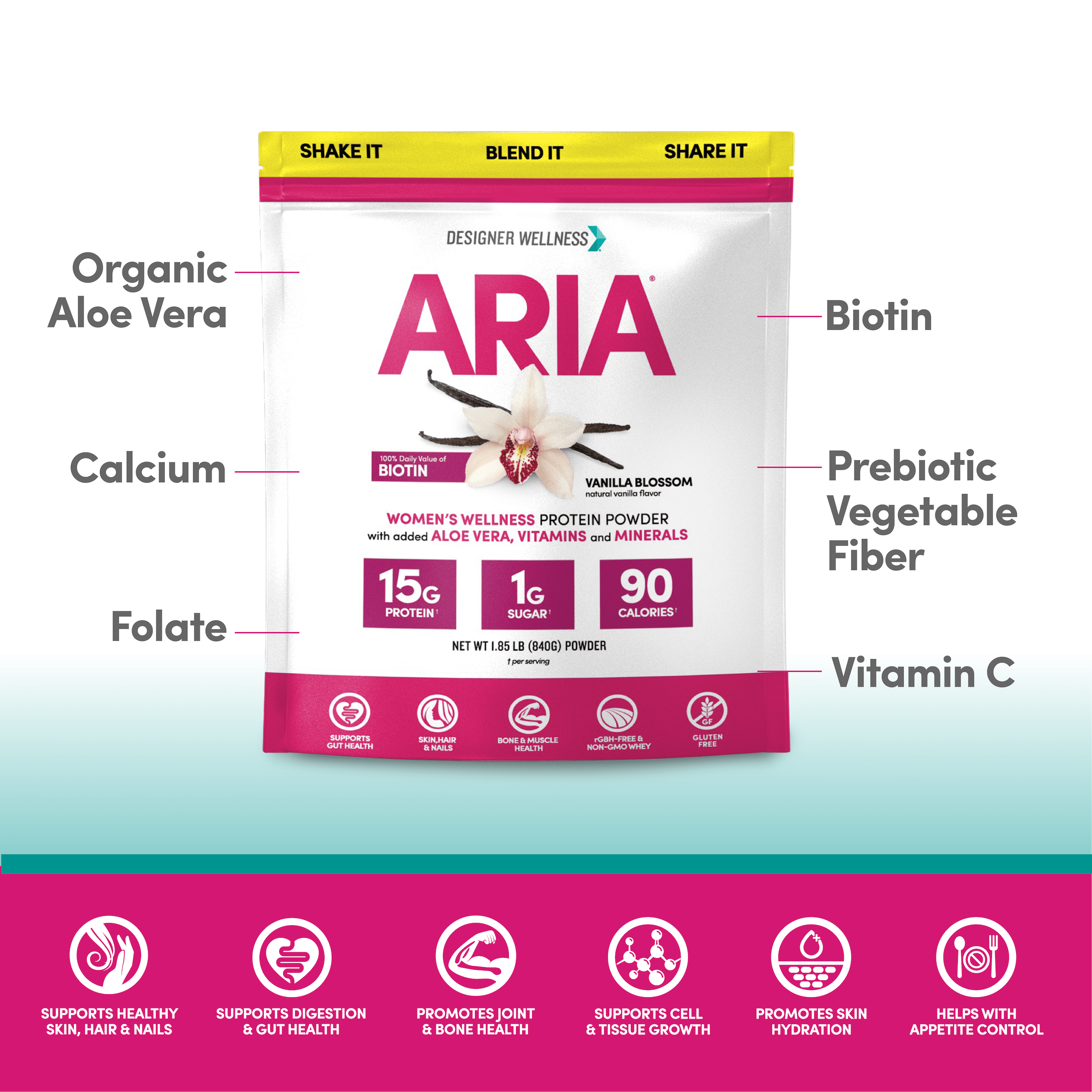 Aria: Women's Wellness Protein Powder 1.85 lb